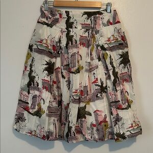 Chic Scenic Print A-Line Skirt